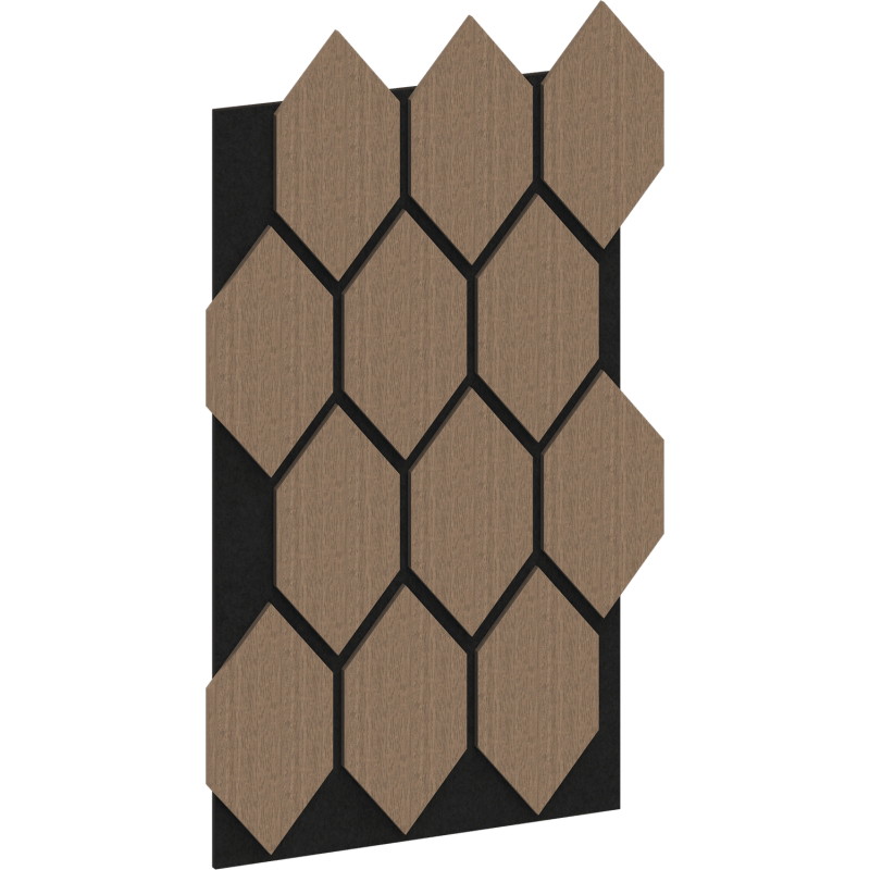 Mexen Form 01 panneau mural acoustique 91 x 56 cm (4 pièces), feutre 9 mm, placage technique, Noyer Clair - S111-91567-01-047