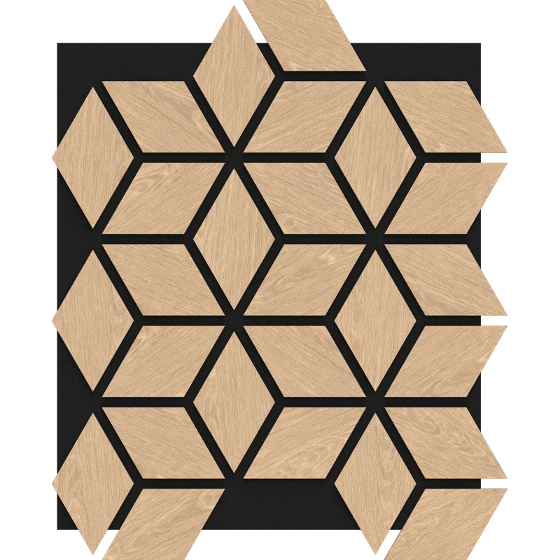 Mexen Form 02 panneau mural acoustique 81 x 66 cm (4 pcs), feutre 9 mm, placage technique, Chêne Blanchi - S111-81667-02-040