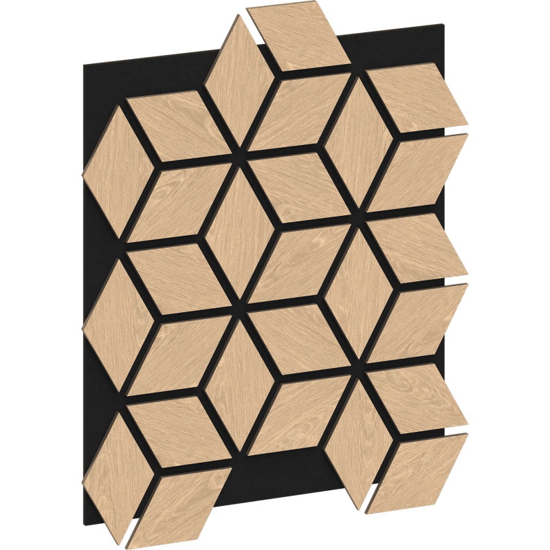 Mexen Form 02 panneau mural acoustique 81 x 66 cm (4 pcs), feutre 9 mm, placage technique, Chêne Blanchi - S111-81667-02-040