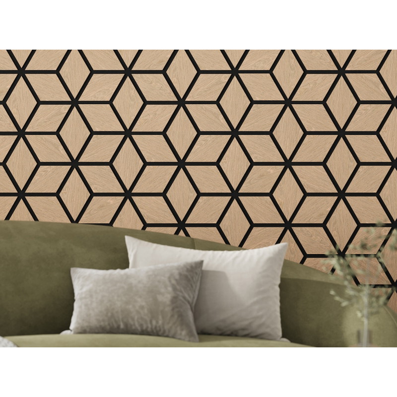 Mexen Form 02 panneau mural acoustique 81 x 66 cm (4 pcs), feutre 9 mm, placage technique, Chêne Blanchi - S111-81667-02-040