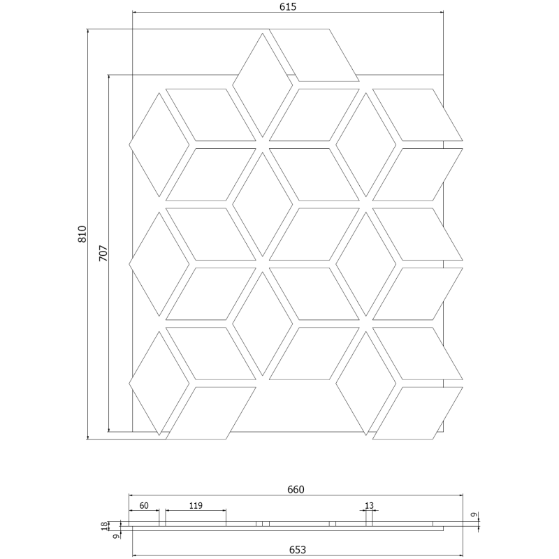 Mexen Lam-B lamelles murales 275 x 30 cm, panneau HDF 4 mm, placage technique, Chêne Sable - S100-275307-3015-001