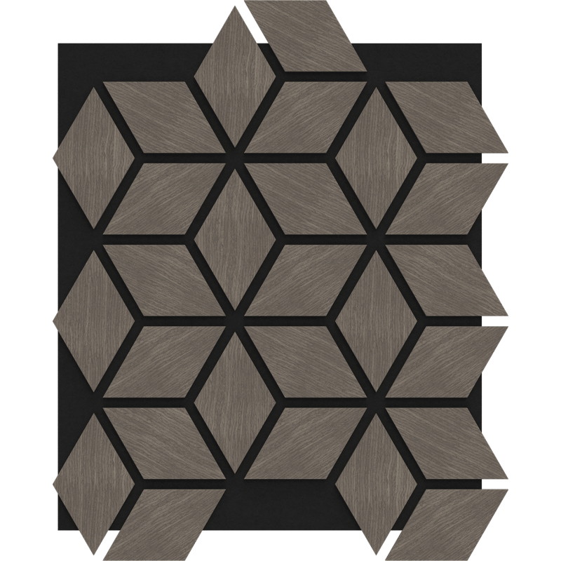 Mexen Form 02 panneau mural acoustique 81 x 66 cm (4 pcs), feutre 9 mm, placage technique, Chêne Gris - S111-81667-02-043