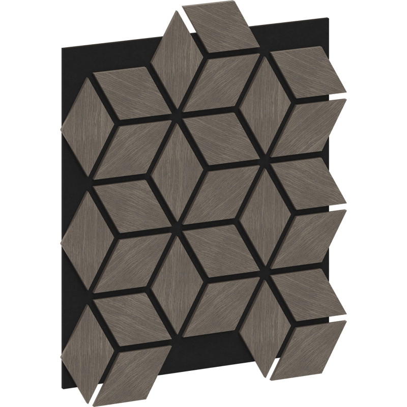 Mexen Form 02 panneau mural acoustique 81 x 66 cm (4 pcs), feutre 9 mm, placage technique, Chêne Gris - S111-81667-02-043