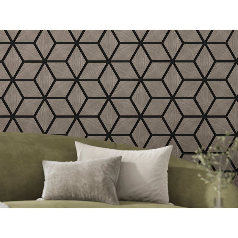 Mexen Form 02 panneau mural acoustique 81 x 66 cm (4 pcs), feutre 9 mm, placage technique, Chêne Gris - S111-81667-02-043