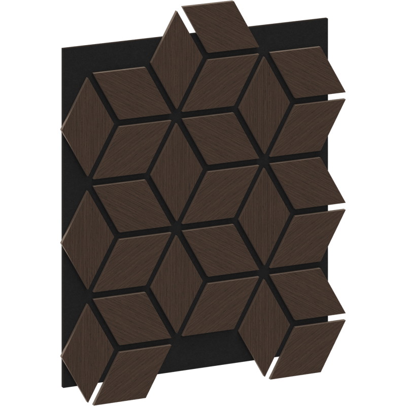 Mexen Form 02 panneau mural acoustique 81 x 66 cm (4pcs), feutre 9 mm, placage technique, Chêne Mocca - S111-81667-02-045