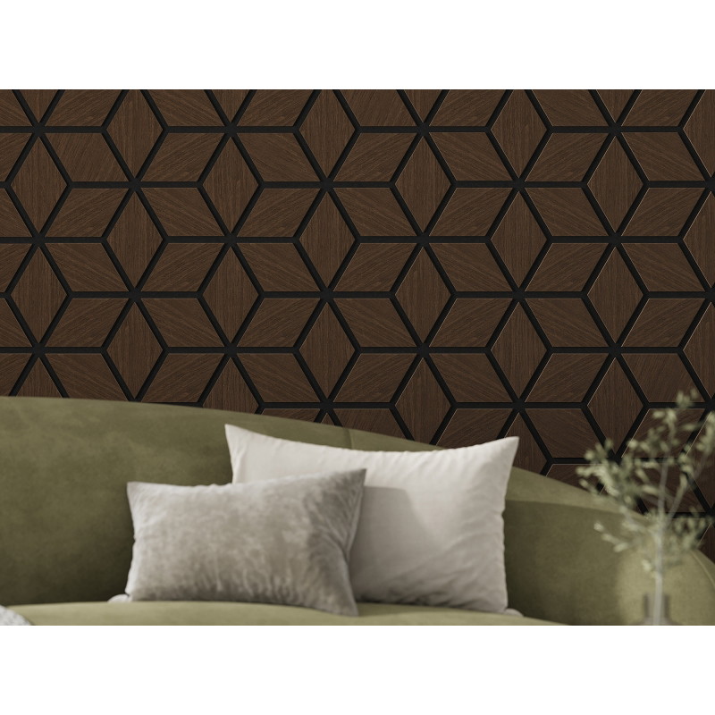 Mexen Form 02 panneau mural acoustique 81 x 66 cm (4pcs), feutre 9 mm, placage technique, Chêne Mocca - S111-81667-02-045