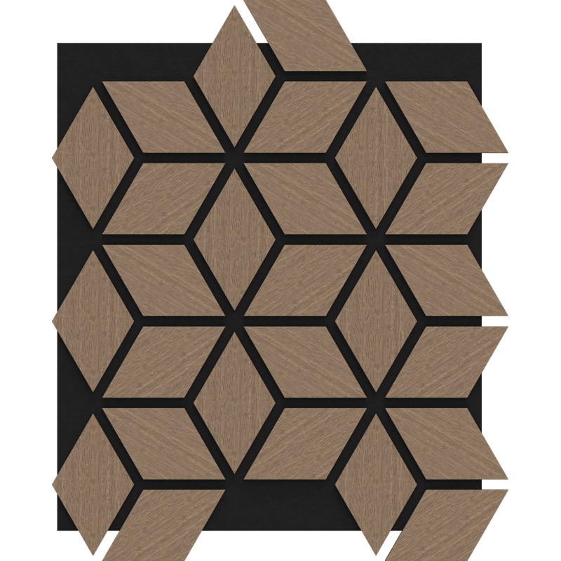 Mexen Form 02 panneau mural acoustique 81 x 66 cm (4 pcs), feutre 9 mm, placage technique, Noyer Clair - S111-81667-02-047