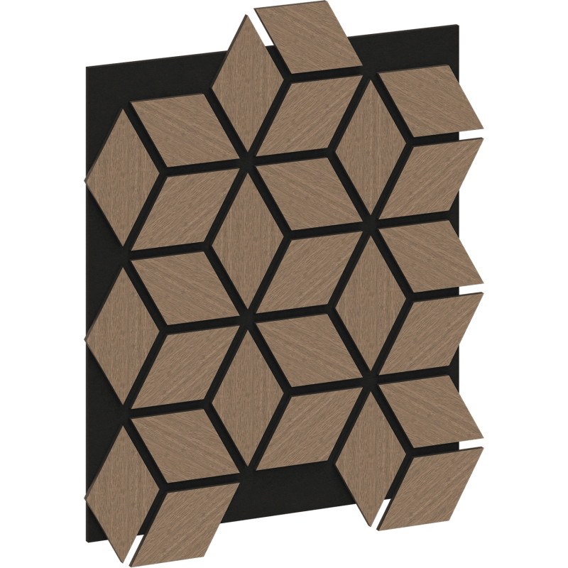 Mexen Form 02 panneau mural acoustique 81 x 66 cm (4 pcs), feutre 9 mm, placage technique, Noyer Clair - S111-81667-02-047