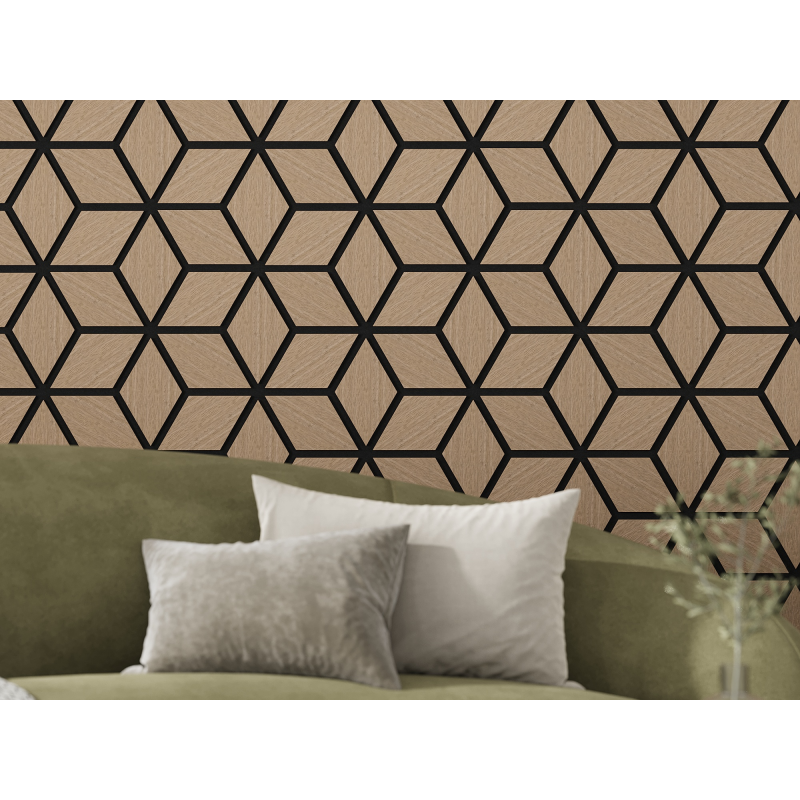 Mexen Lam-B lamelles murales 275 x 30 cm, panneau HDF 4 mm, placage technique, Chêne Sable - S100-275307-3015-001