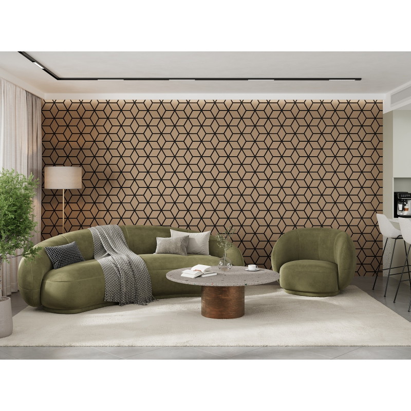 Mexen Form 02 panneau mural acoustique 81 x 66 cm (4 pcs), feutre 9 mm, placage technique, Noyer Clair - S111-81667-02-047