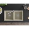 Mexen Mario évier en granit 2 bacs avec mitigeur cuisine Duero, beige - 6504-69-671600-00