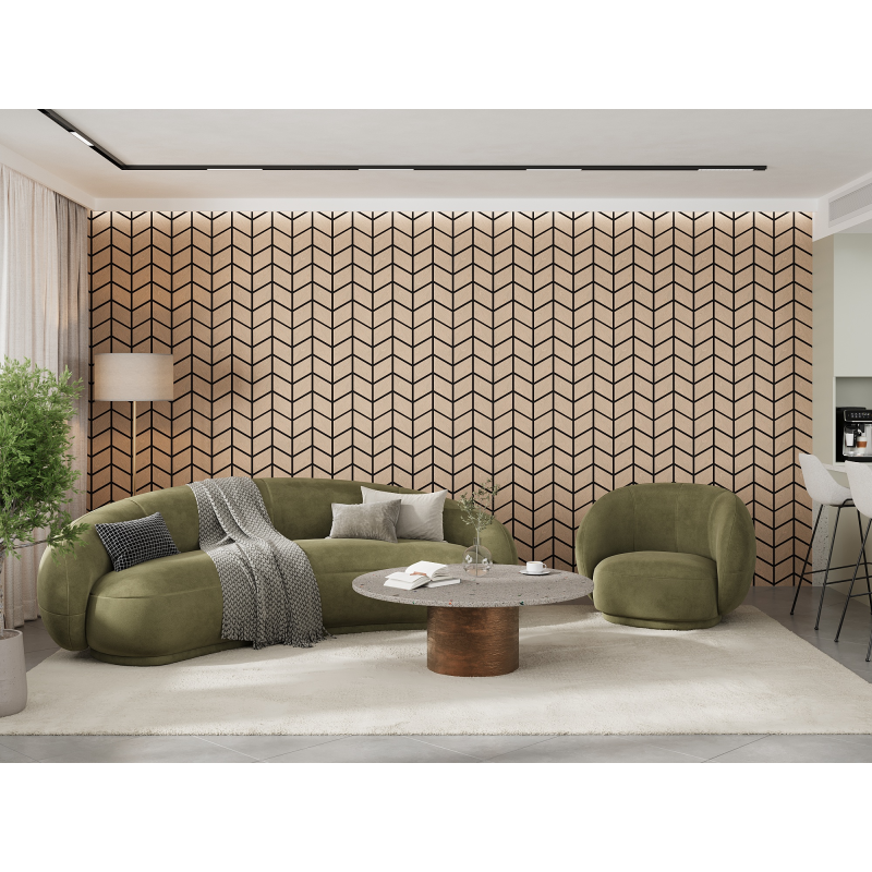 Mexen Lam-B lamelles murales 275 x 30 cm, panneau HDF 4 mm, placage technique, Chêne Sable - S100-275307-3015-001