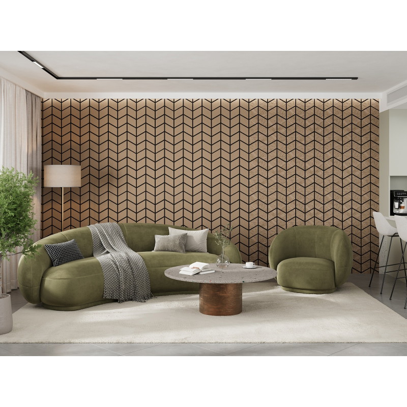 Mexen Form 03 panneau mural acoustique 71,5 x 58 cm (4 pièces), feutre 9 mm, placage technique, Noyer Clair - S111-71587-03-047