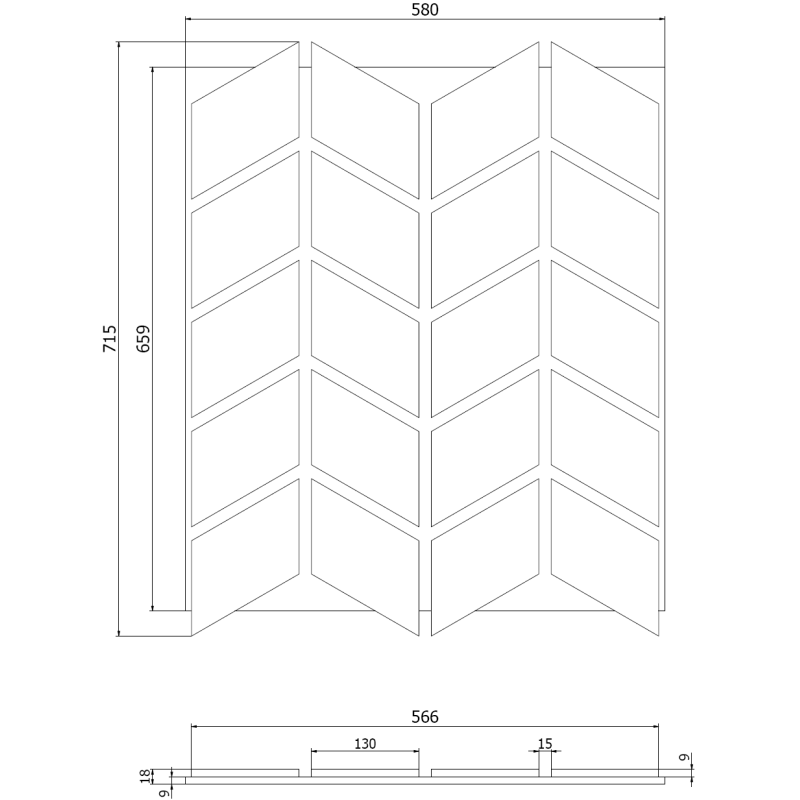 Mexen Lam-B lamelles murales 275 x 30 cm, panneau HDF 4 mm, placage technique, Chêne Sable - S100-275307-3015-001