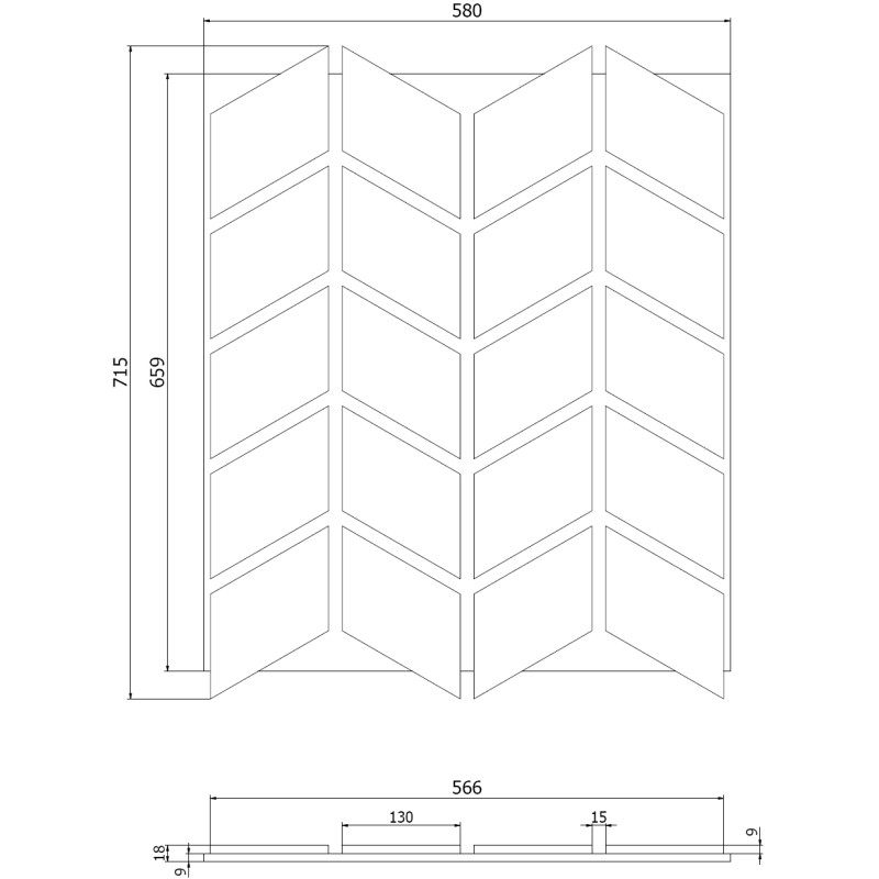 Mexen Form 03 panneau mural acoustique 71,5 x 58 cm (4 pcs), feutre 9 mm, placage technique, Chêne Gris - S111-71587-03-043