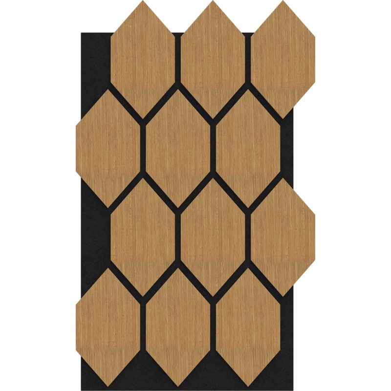 Mexen Form 01 panneau mural acoustique 91 x 56 cm (4 pièces), feutre 9 mm, placage technique, Chêne Classique
