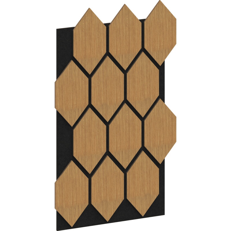 Mexen Form 01 panneau mural acoustique 91 x 56 cm (4 pièces), feutre 9 mm, placage technique, Chêne Classique