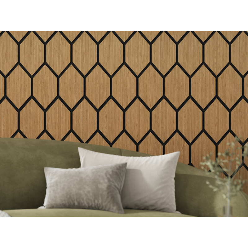 Mexen Lam-B lamelles murales 275 x 30 cm, panneau HDF 4 mm, placage technique, Chêne Sable - S100-275307-3015-001