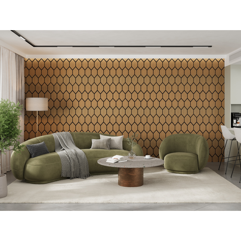 Mexen Lam-B lamelles murales 275 x 30 cm, panneau HDF 4 mm, placage technique, Chêne Sable - S100-275307-3015-001
