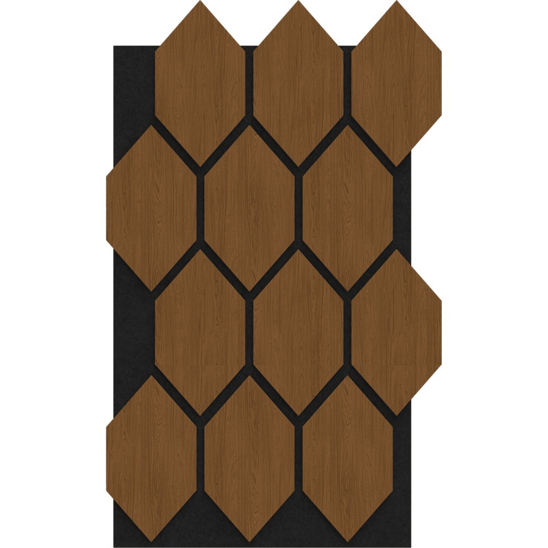 Mexen Form 01 panneau mural acoustique 91 x 56 cm (4 pièces), feutre 9 mm, placage technique, Chêne Naturel