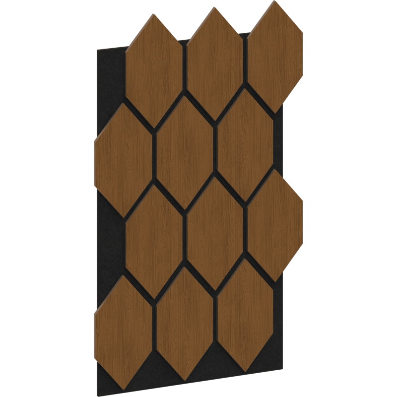 Mexen Form 01 panneau mural acoustique 91 x 56 cm (4 pièces), feutre 9 mm, placage technique, Chêne Naturel