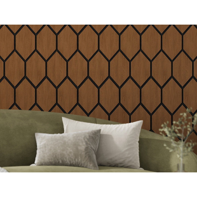 Mexen Form 01 panneau mural acoustique 91 x 56 cm (4 pièces), feutre 9 mm, placage technique, Chêne Naturel