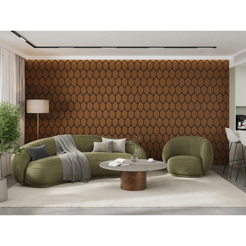 Mexen Form 01 panneau mural acoustique 91 x 56 cm (4 pièces), feutre 9 mm, placage technique, Chêne Naturel