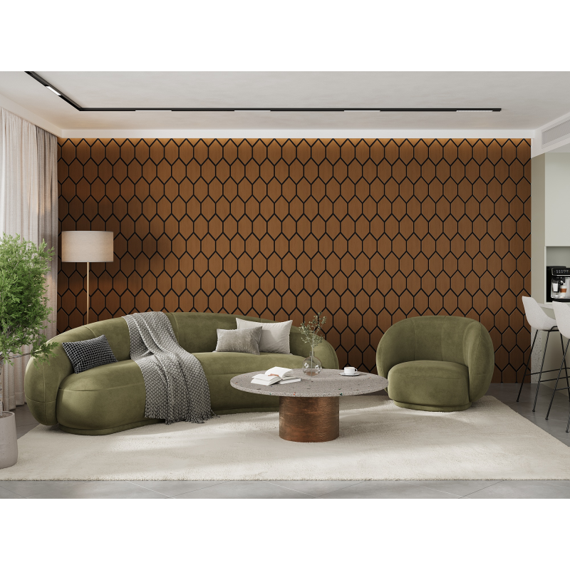 Mexen Lam-B lamelles murales 275 x 30 cm, panneau HDF 4 mm, placage technique, Chêne Sable - S100-275307-3015-001
