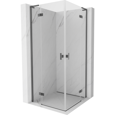 Mexen Mist-H L Duo cabine de douche battante 110 x 110 cm, transparent, gris canon brossé - 8A5L-110L-110P-66-00