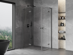 Mexen Mist-H L Cabine de douche Duo pivotante gauche 120 x 115 cm, transparente, gris canon brossé - 8A5L-120L-115P-66-00