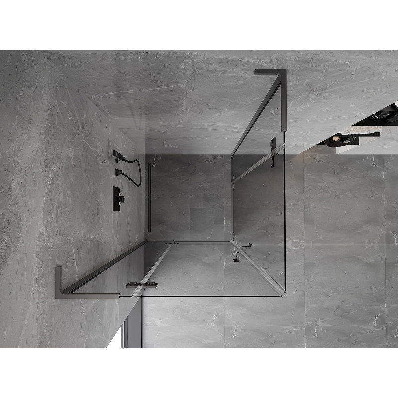 Mexen Mist-H L Duo cabine de douche pivotante 80 x 80 cm, transparent, métal pistolet - 8A5L-080L-080P-95-00