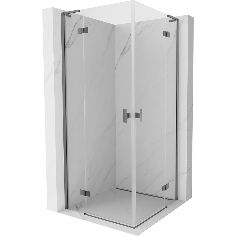 Mexen Mist-H L Duo cabine de douche pivotante 80 x 80 cm, transparent, métal pistolet - 8A5L-080L-080P-95-00