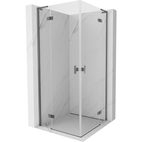 Mexen Mist-H L Duo cabine de douche pivotante 80 x 80 cm, transparent, métal pistolet - 8A5L-080L-080P-95-00