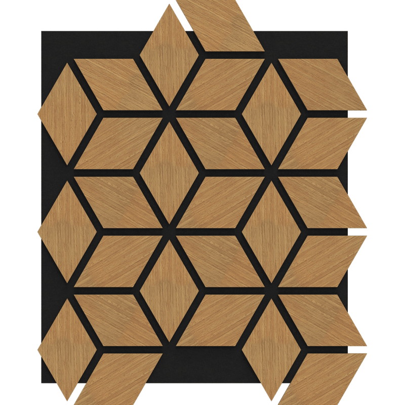 Mexen Form 02 panneau mural acoustique 81 x 66 cm (4pcs), feutre 9 mm, placage technique, Chêne Classique - S111-81667-02-041