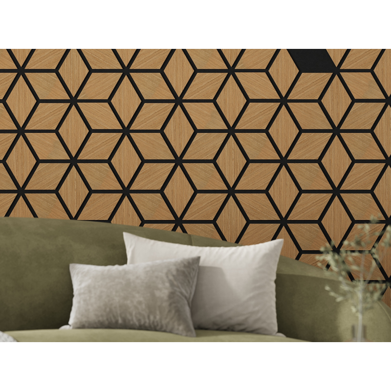 Mexen Lam-B lamelles murales 275 x 30 cm, panneau HDF 4 mm, placage technique, Chêne Sable - S100-275307-3015-001