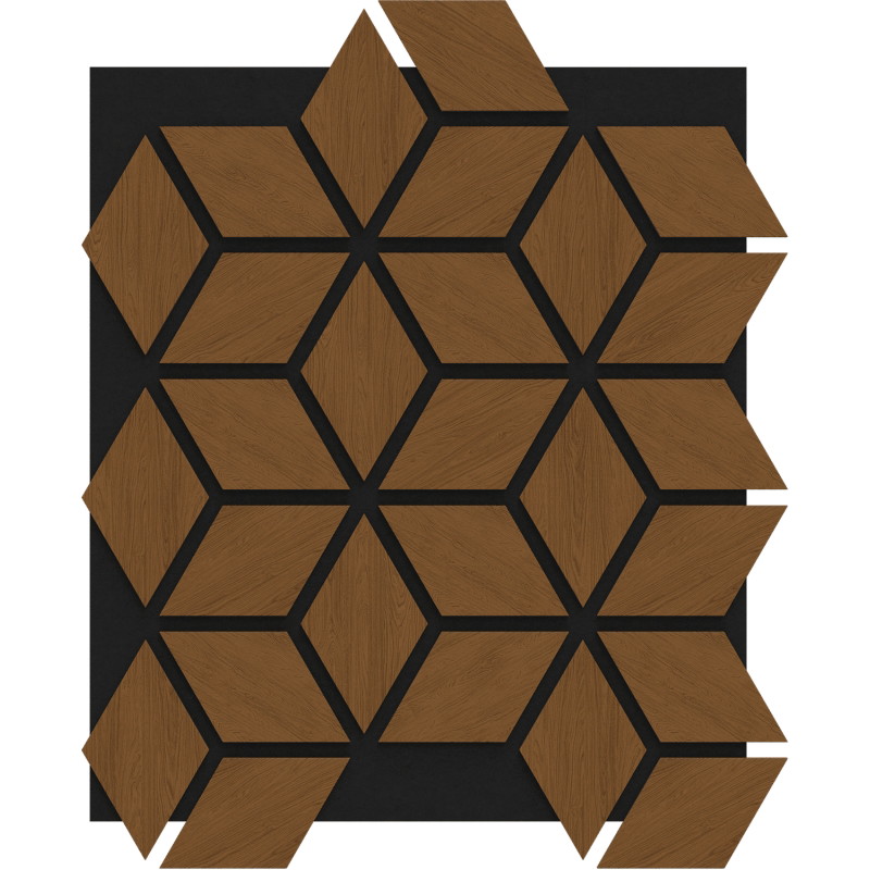 Mexen Form 02 panneau mural acoustique 81 x 66 cm (4 pièces), feutre 9 mm, placage technique, Chêne Naturel