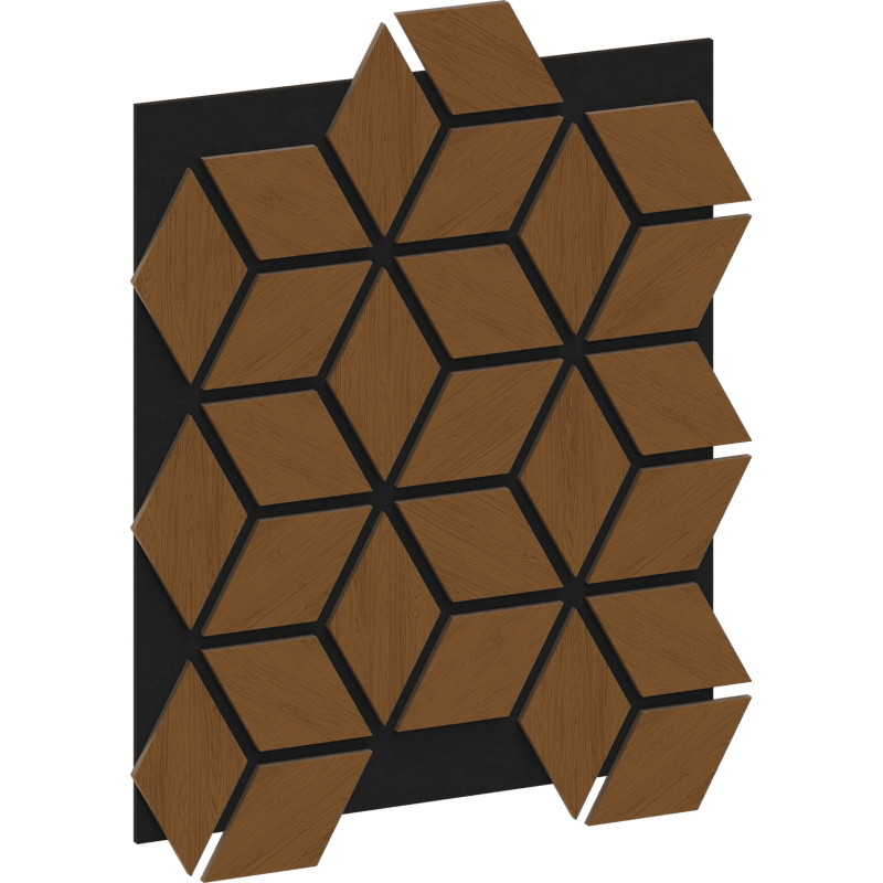 Mexen Form 02 panneau mural acoustique 81 x 66 cm (4 pièces), feutre 9 mm, placage technique, Chêne Naturel
