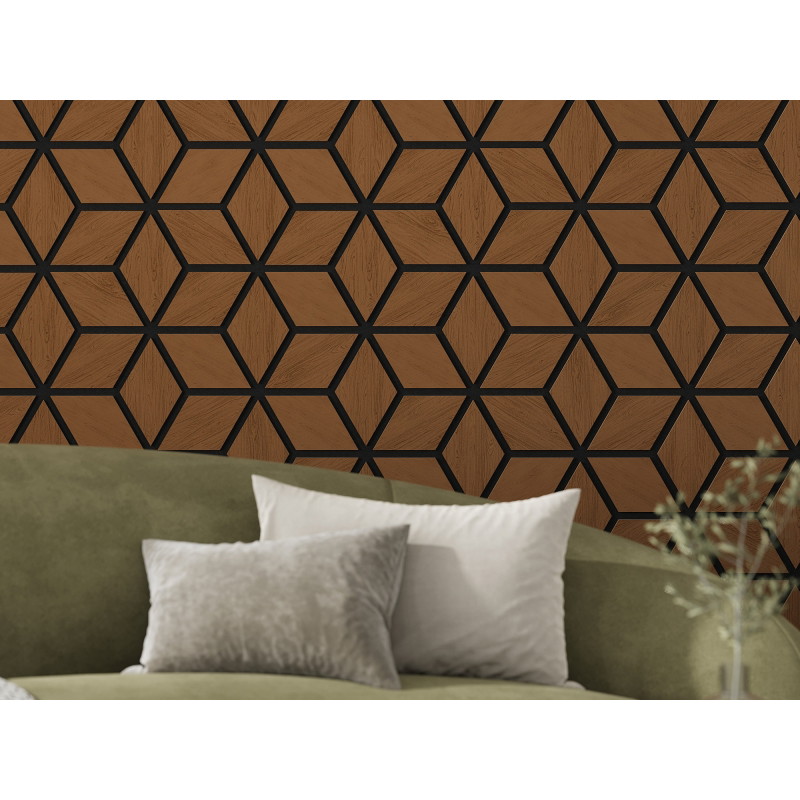 Mexen Form 02 panneau mural acoustique 81 x 66 cm (4 pièces), feutre 9 mm, placage technique, Chêne Naturel