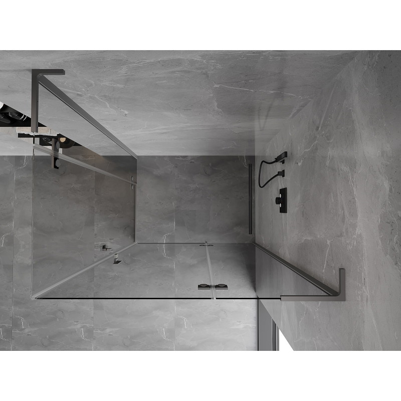 Mexen Mist-H L Duo cabine de douche pivotante droite 70 x 105 cm, transparente, métal gun - 8A5L-070L-105P-95-00