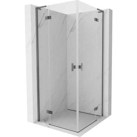 Mexen Mist-H L Duo cabine de douche pivotante 110 x 110 cm, transparent, métal gun - 8A5L-110L-110P-95-00