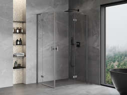 Mexen Mist-H L Duo cabine de douche à charnière droite 75 x 115 cm, transparent, métal gris - 8A5L-075L-115P-95-00