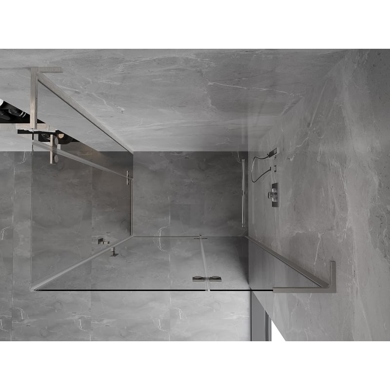 Mexen Mist-H L Duo cabine de douche battante droite 70 x 80 cm, transparent, nickel brossé - 8A5L-070L-080P-97-00