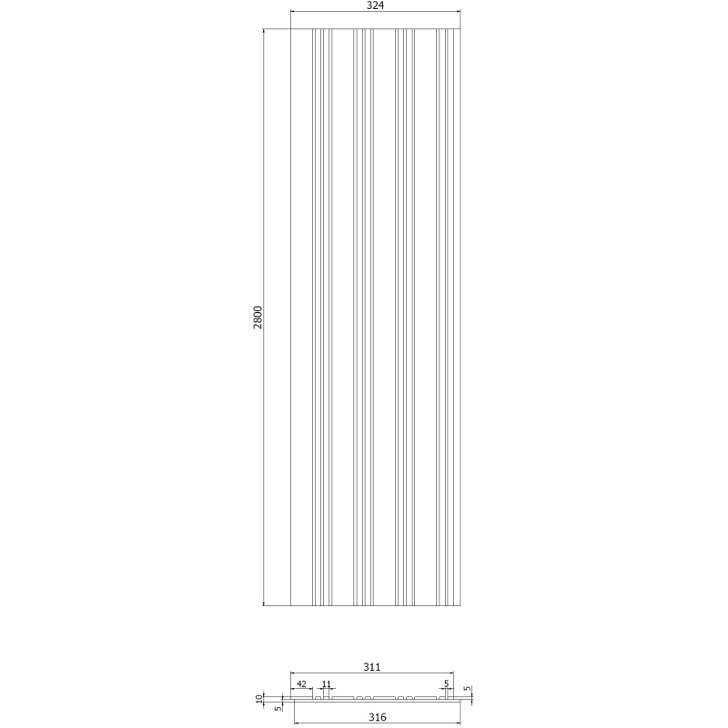 Mexen Lam-F Nano 01 lames murales acoustiques 280 x 32,4 cm, feutre 9 mm, placage technique, Noyer Foncé - S108-280-01-044