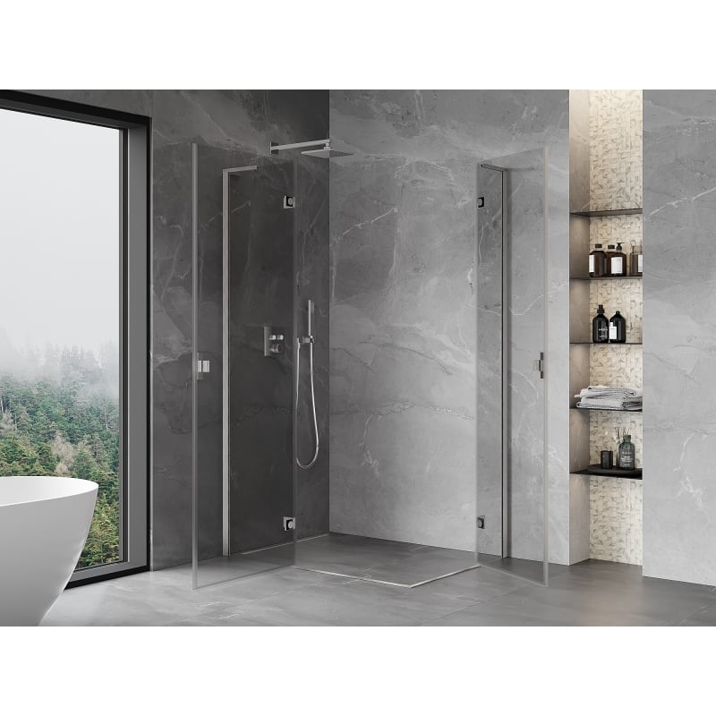 Mexen Mist-H L Duo cabine de douche pivotante gauche 110 x 100 cm, transparent, nickel brossé - 8A5L-110L-100P-97-00