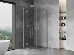 Mexen Mist-H L Cabine de douche pivotante Duo 115 x 115 cm, transparente, nickel brossé - 8A5L-115L-115P-97-00