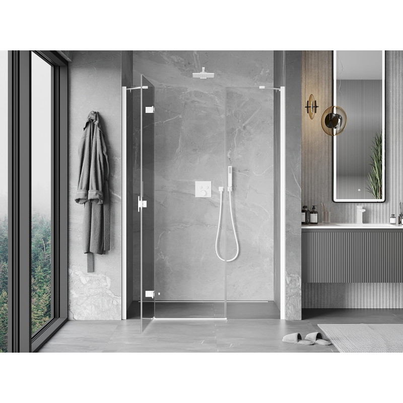 Mexen Mist-H porte de douche pivotante gauche 125 cm, transparente, blanche - 8A5-125-001-20-00-L