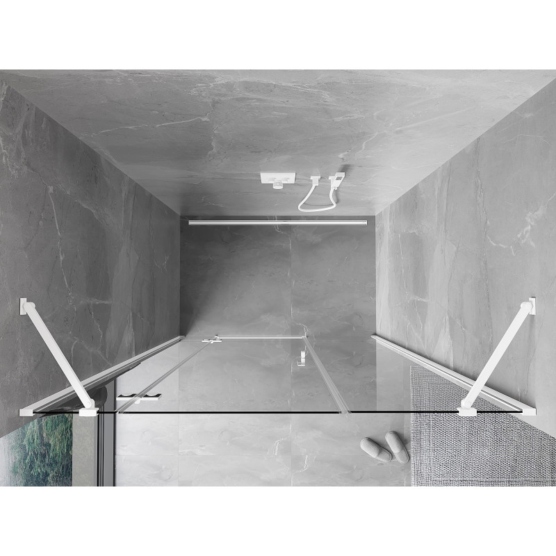Mexen Mist-H porte de douche pivotante gauche 125 cm, transparente, blanche - 8A5-125-001-20-00-L