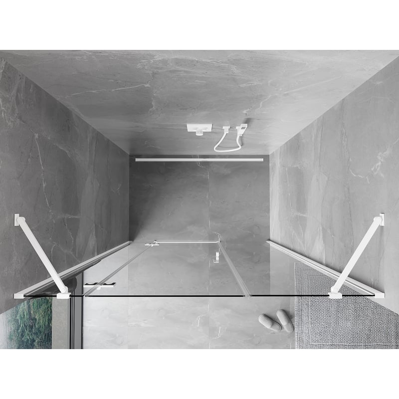 Mexen Mist-H porte de douche pivotante gauche 130 cm, transparente, blanche - 8A5-130-001-20-00-L