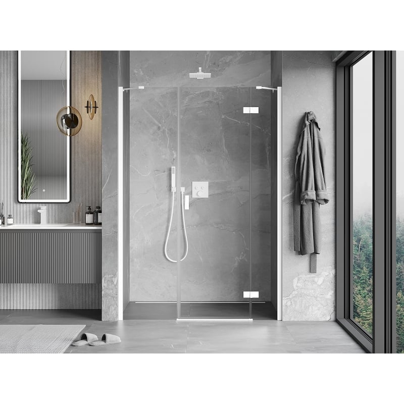 Mexen Mist-H porte de douche pivotante droite 150 cm, transparent, blanc - 8A5-150-001-20-00-P