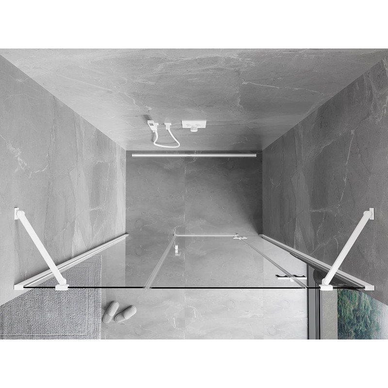 Mexen Mist-H porte de douche pivotante droite 155 cm, transparente, blanche - 8A5-155-001-20-00-P
